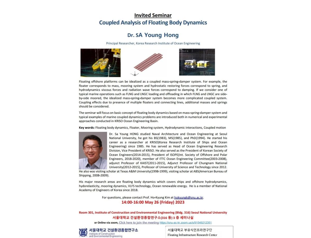 (May 26, 23) Coupled Analysis of Floating Body Dynamics, Dr. Sayoung Hong