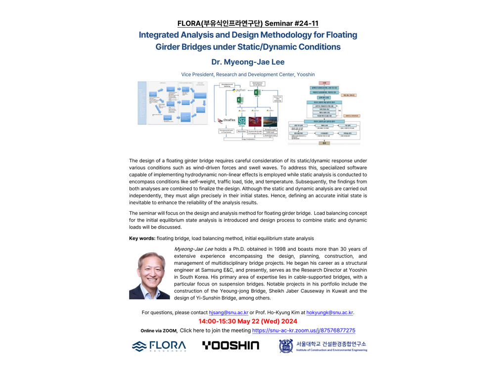 (May 22, 24) Integrated Analysis and Design Methodology for Floating Girder Bridges under Static/Dynamic ..., Dr. Myeong-Jae Le