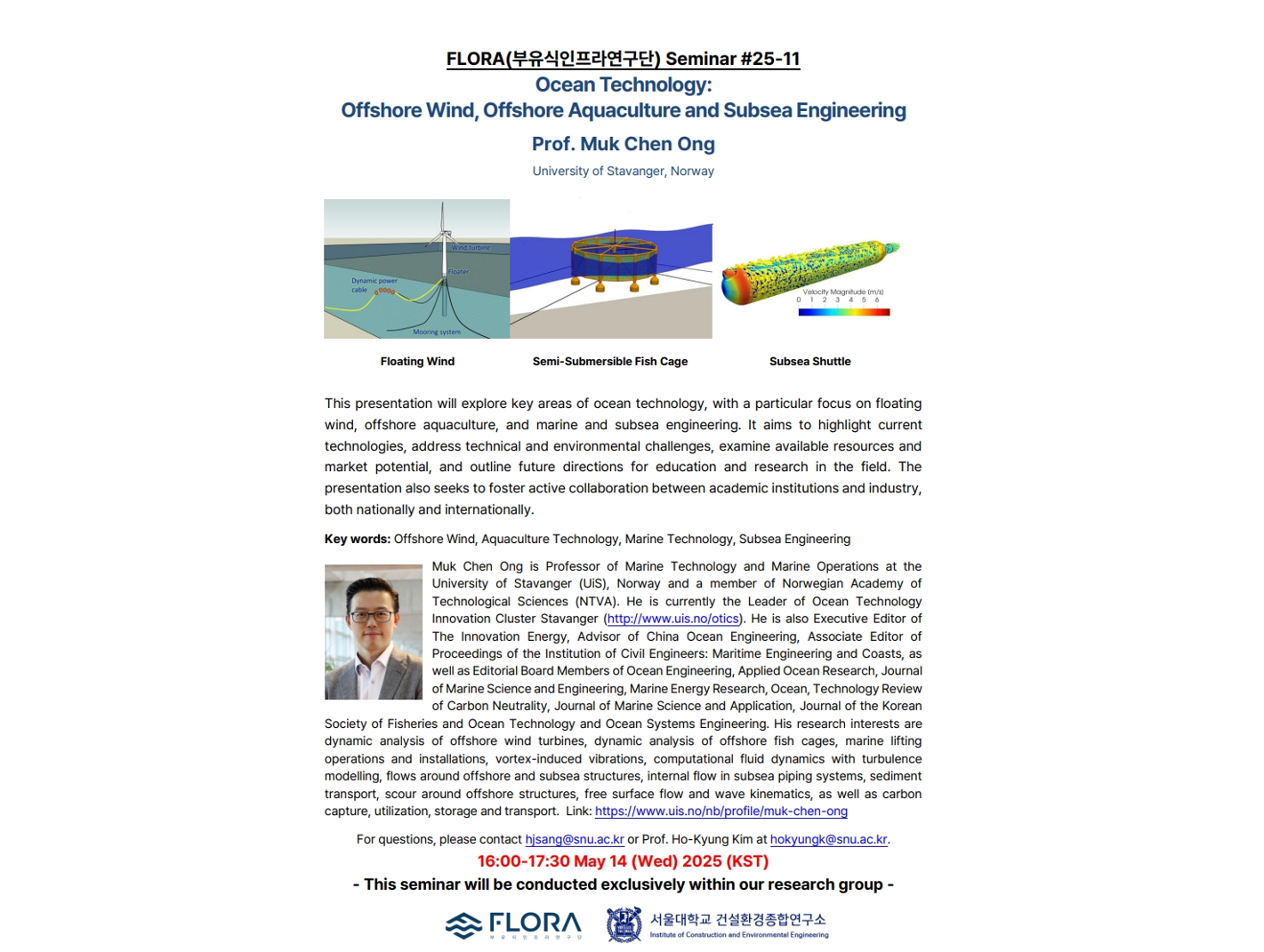 (May 14, 25) Ocean Technology: Offshore Wind, Offshore Aquaculture and Subsea Engineering, Prof. Muk Chen Ong