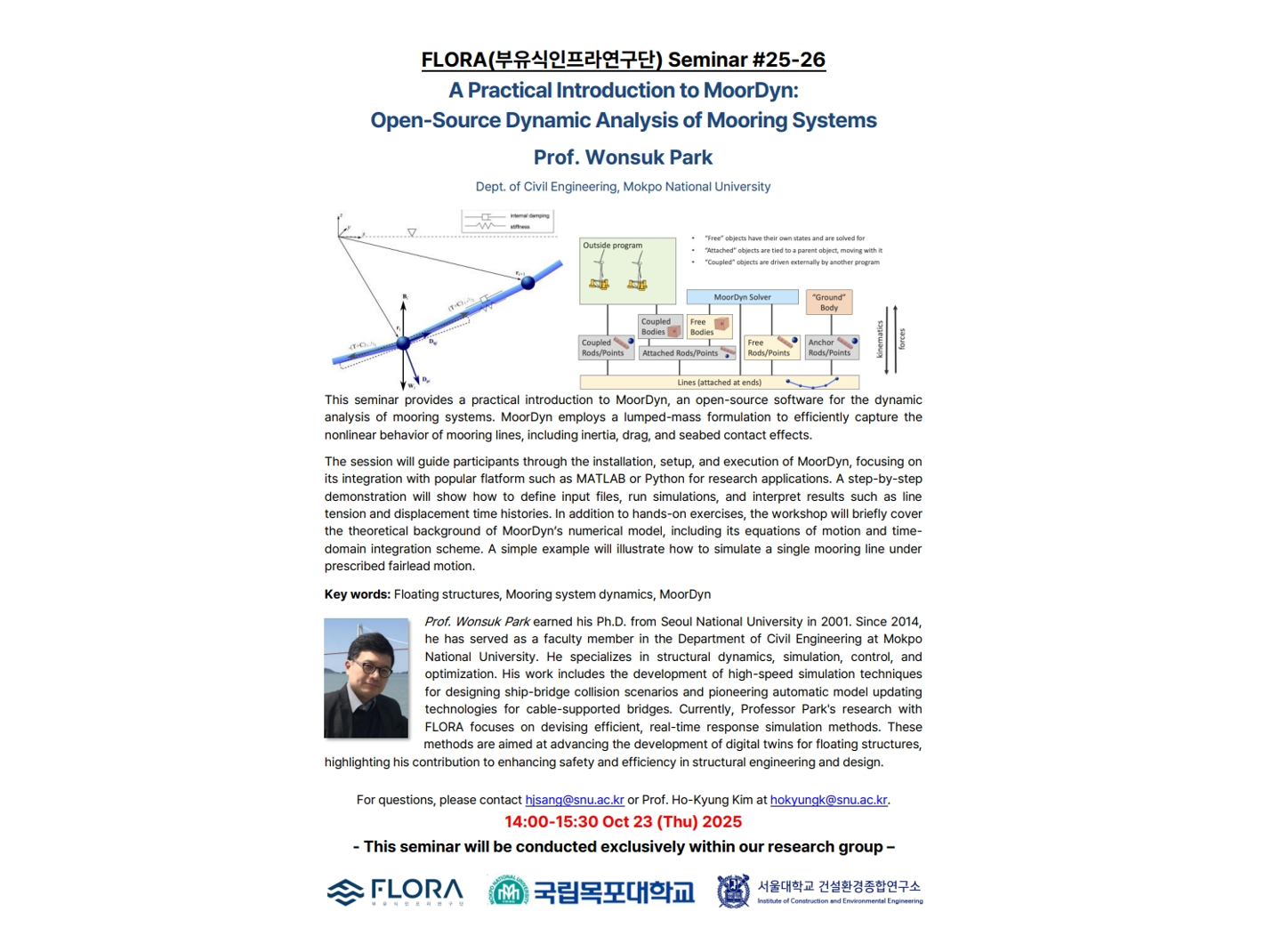 (Oct 23, 25) A Practical Introduction to MoorDyn: Open-Source Dynamic Analysis of Mooring Systems, Prof. Wonsuk Park