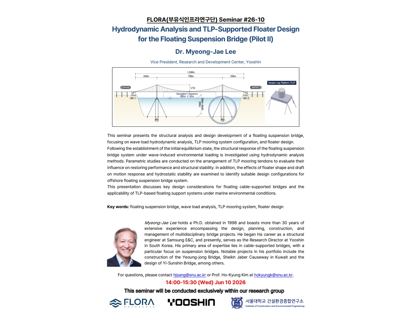 (Jun 10, 2026) Hydrodynamic Analysis and TLP-Supported Floater Design for the Floating Suspension Bridge (Pilot II)